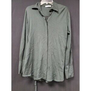 Nells Nelson Celeste Knit Shirt Green Black Forest Waist Tie 100% Cashmere NWT